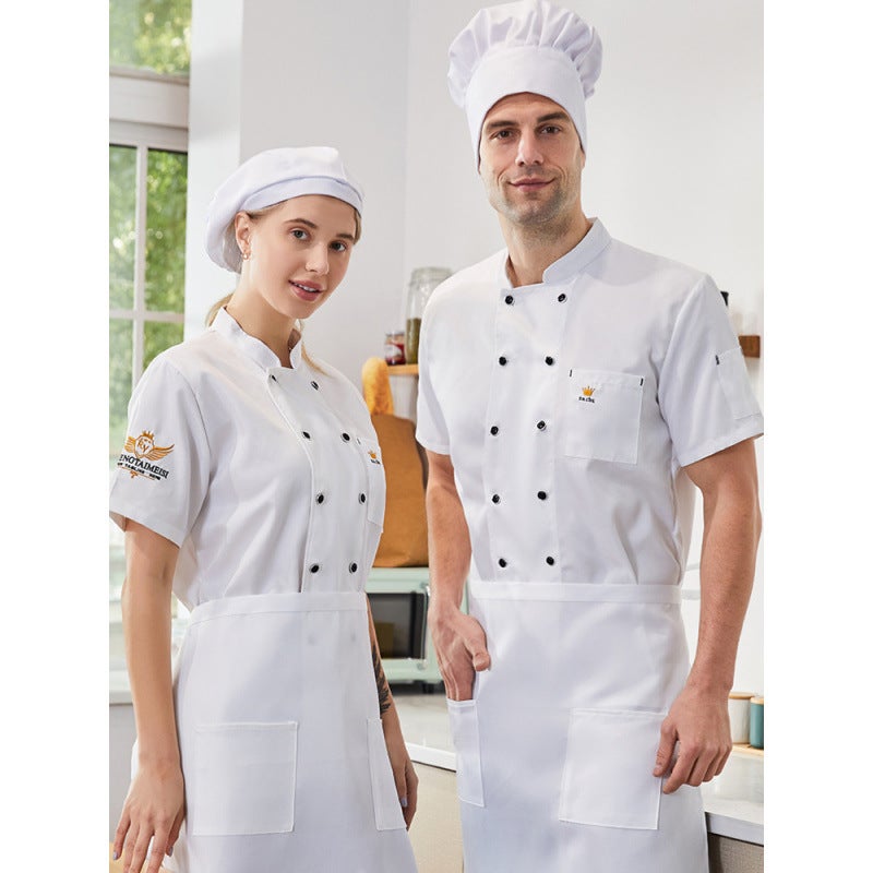 Manufacturer Chef Uniforms Short-Sleeved Chef Work Clothes For Men And Women Summer Catering Tea House El Kitchen Work Clothes Long-Sleeved - Image 3